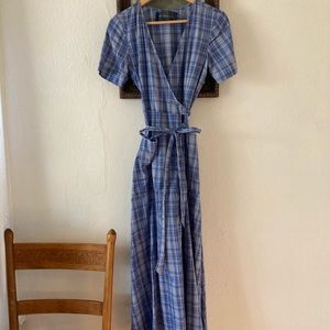 Blue Plaid Reformation Wrap Dress